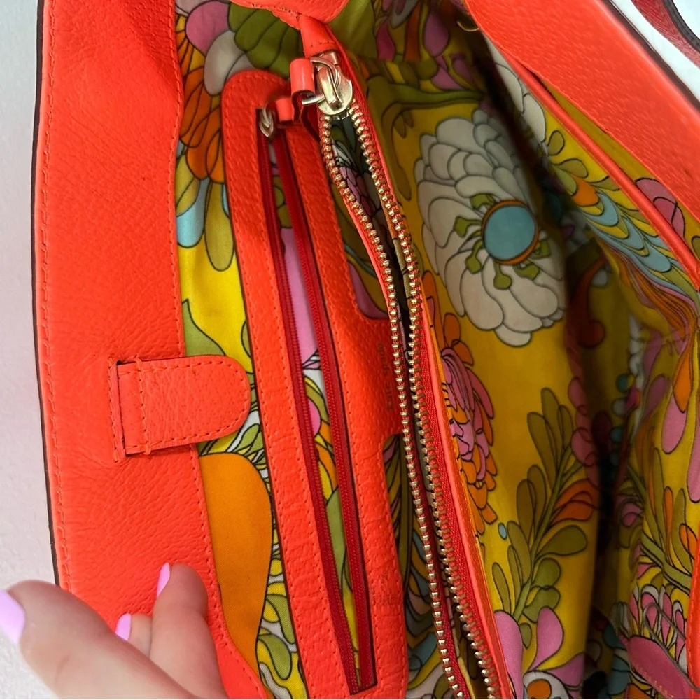 Kate Spade Grand Street Gabriel Tote Orange Pebbled Leather Shoulder Bag